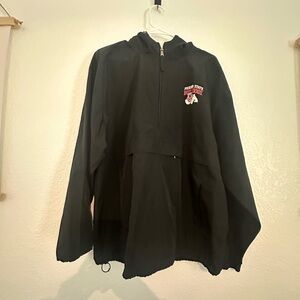 Fresno State Champion Black Raincoat with Hood and Zipper
